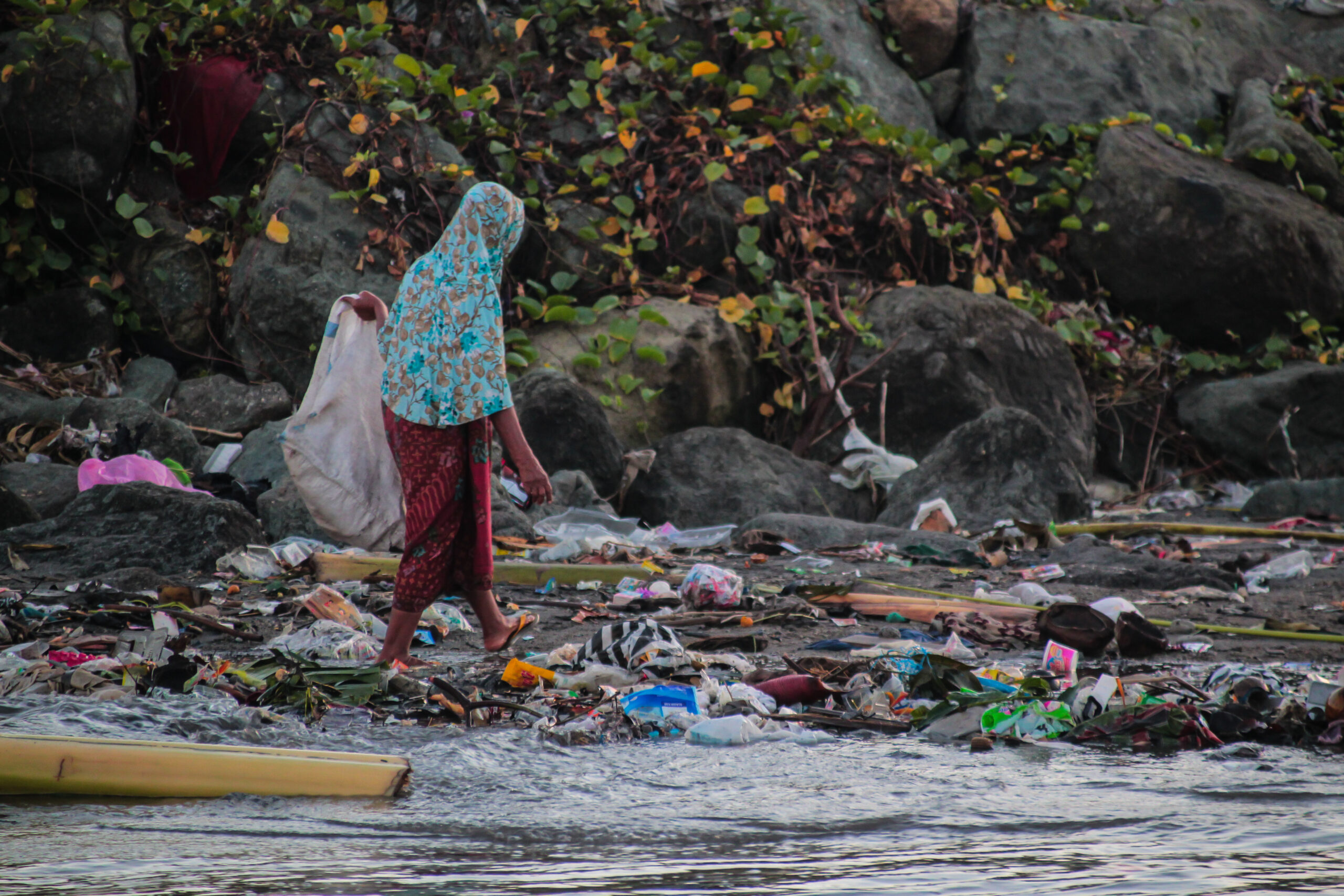Lombok, Indonesia, 02 May 2024 - Unidentified old poor woman is